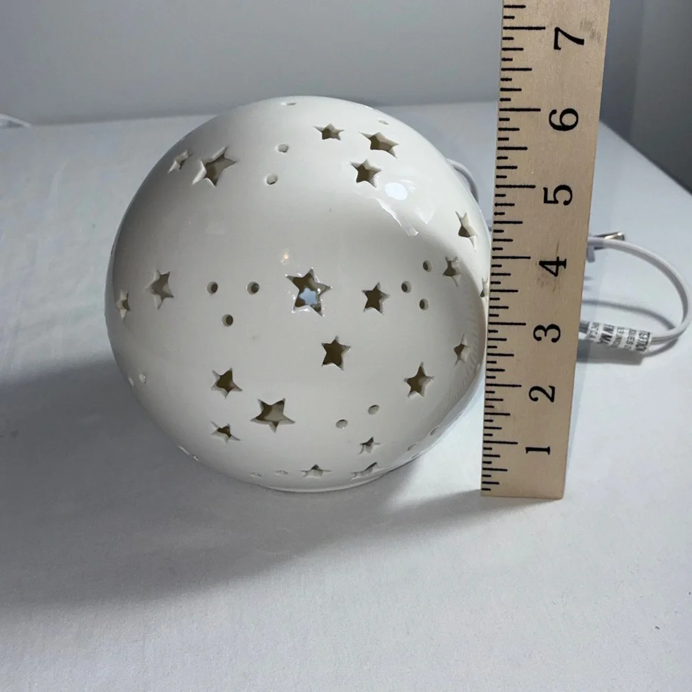 Starry Night Light Ceramic White Globe Lamp - Picture 9 of 11